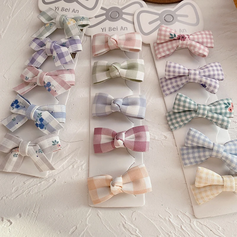 

5 Pcs/Set Baby Girl Hair Clips Children Hairpins Kids Barrettes Baby Girl For Girls Lattice Flower Printed Hair Accessories