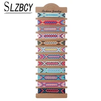 12pcs ethnic colorful braided bracelets bangles handmade adjustable weave rope wide chain bracelet for women men jewelry