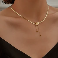 enshir 316l stainless steel moon star butterfly heart necklaces for women classical double layer clavicle chain gift