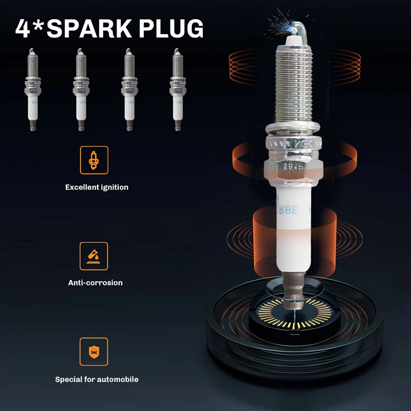 4 шт. автомобильные свечи зажигания 18847-08220 1884708220 Для Hyundai Santa Fe Sport Sonata Kia 2.0L Turbo/2.4L