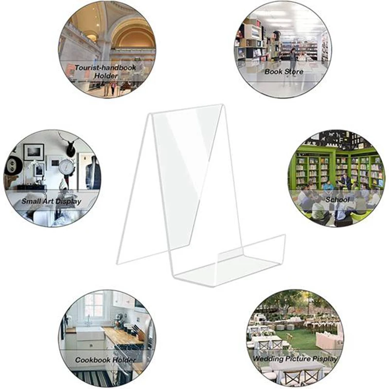 6 Pcs Acrylic Book Stand,Clear Acrylic Display Stand, Clear Holder For Displaying Pictures,Jewelry,Watch Display Stand