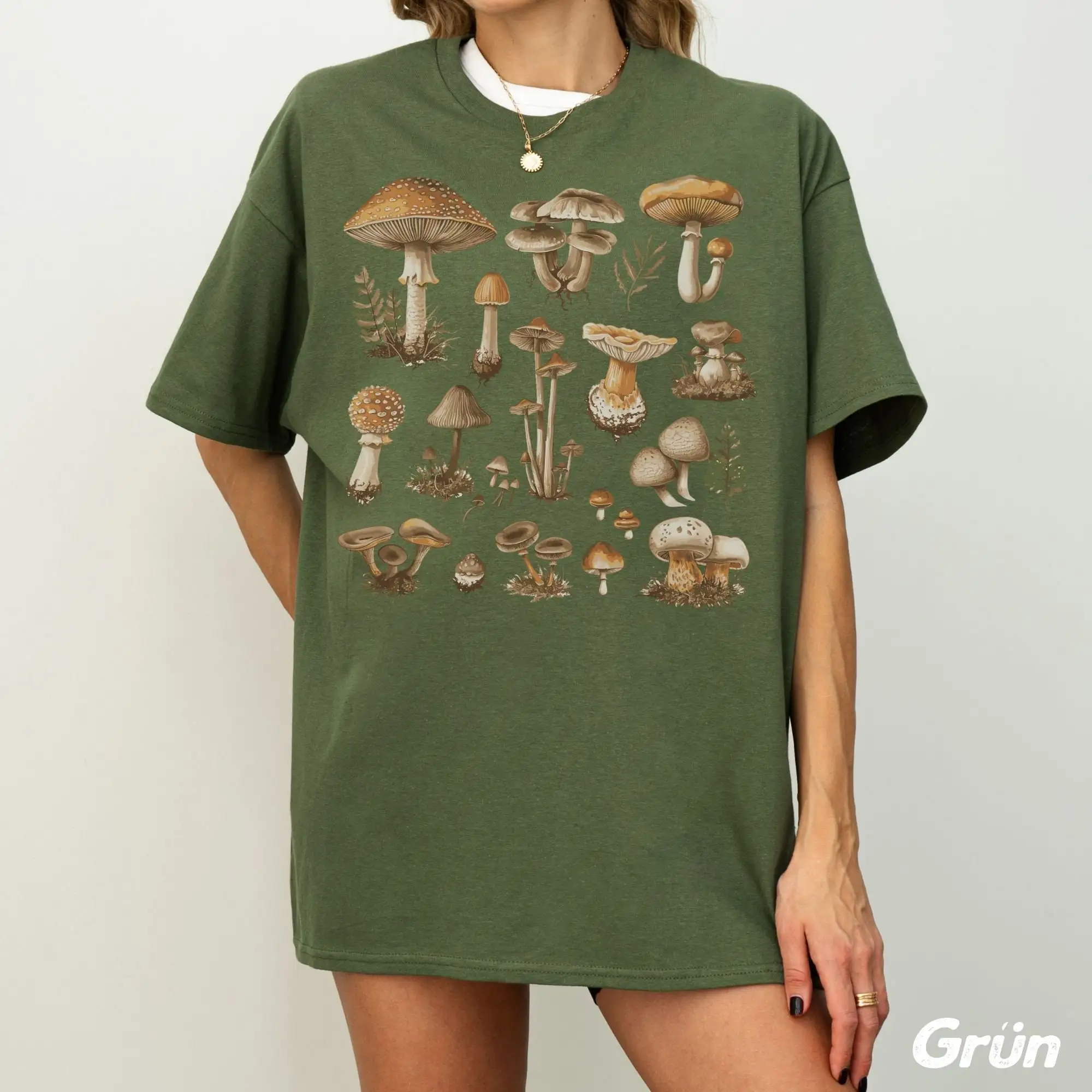 Винтажная футболка с рисунком грибов забавная ретро-футболка изображением