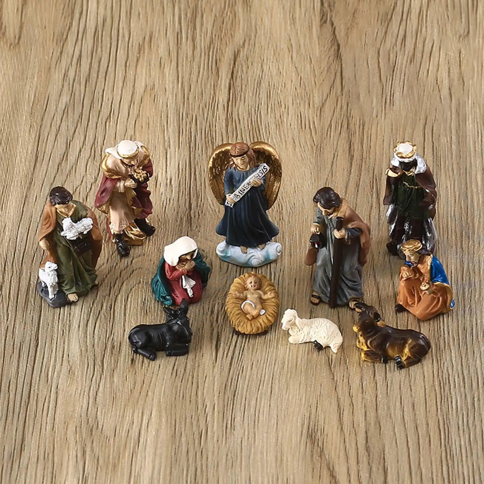

Christmas Nativity scene Resin Figures Jesus 11Pcs Decor Decorative Crafts Countertop Statue Miniatures Gifts Ornaments