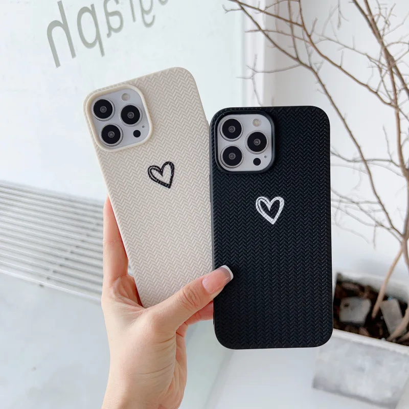 

Phone Case For iPhone 11 12 13 14 Pro Max 14 Plus Love Heart Non-slip Back Cover