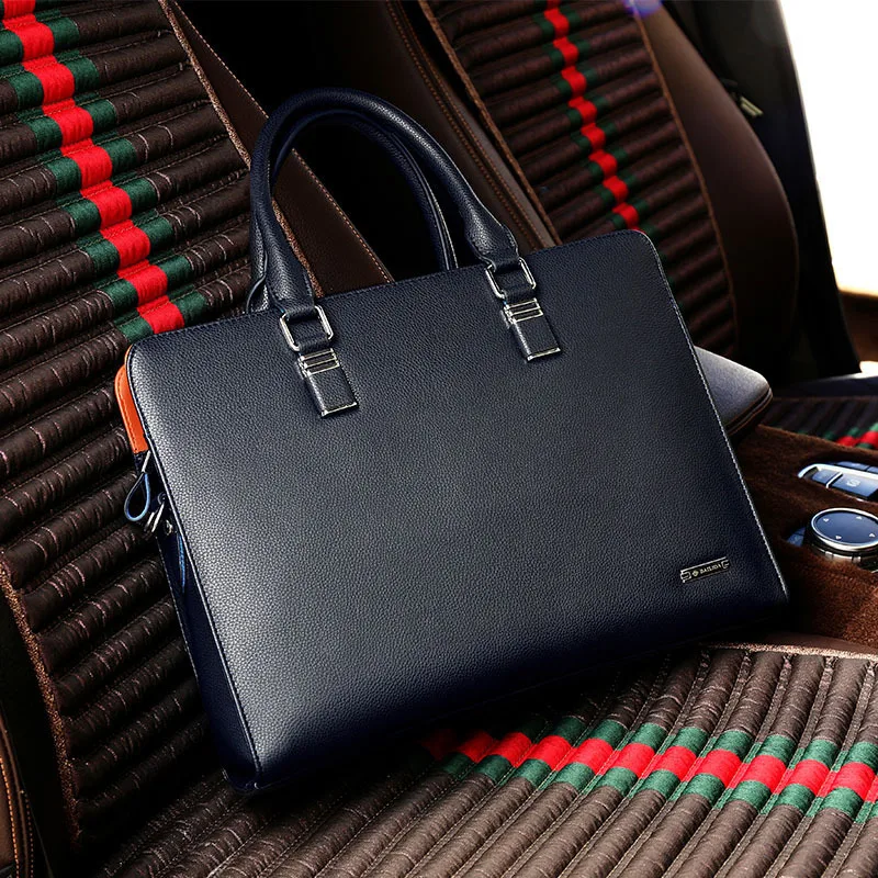 Genuine Leather Men Business Briefcase Cowhide Horizontal Handbag Casual Shoulder Bag Daily Laptop Bag For Male