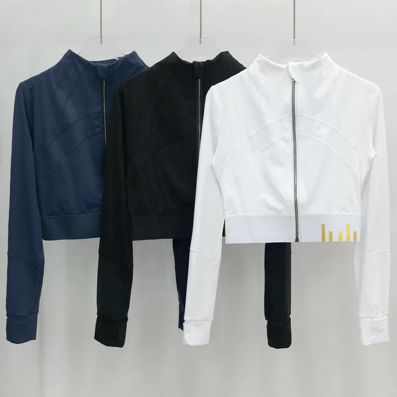 

Sports Cardigans Yoga Coat Fashion Zipper Fitness Long Sleeve Jacket Outdoor Gym Workout Running Women Crop Top Blouse For Girl