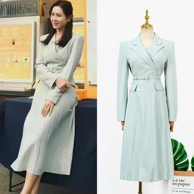

Blazer Women Dress 2022 Korean Korean Drama 손예진 A Line Long Dresses Women Party Dress Elegant Office Lady Dress Streetwear
