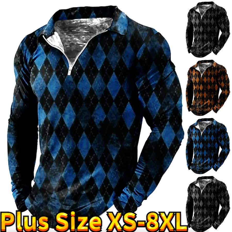 

Мужская футболка-поло с отложным воротником, Повседневная футболка в уличном стиле, с длинным рукавом, на молнии, с 3D Цифровым принтом, лето 2023