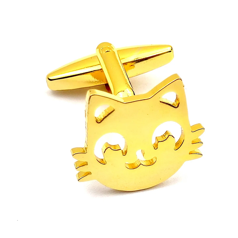 Cute Kitten Men Women's Cufflinks Small Animal Stainless Steel Shirt Cufflinks Accessories Neutral Jewelry Wholesale