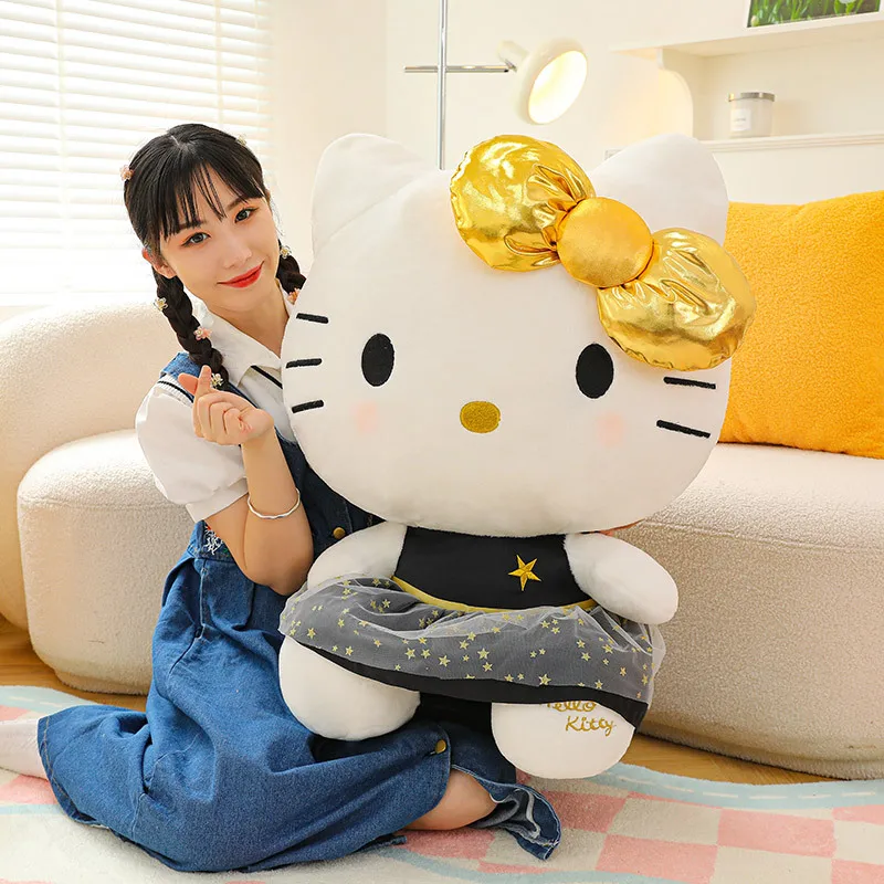 

50cm Kawaii Sanrio Cartoon Large Size Black Gold Kuromi Plush Dolls Toys Soft Stufffed Sofa Pillow Room Decoration Toy Kids Gift