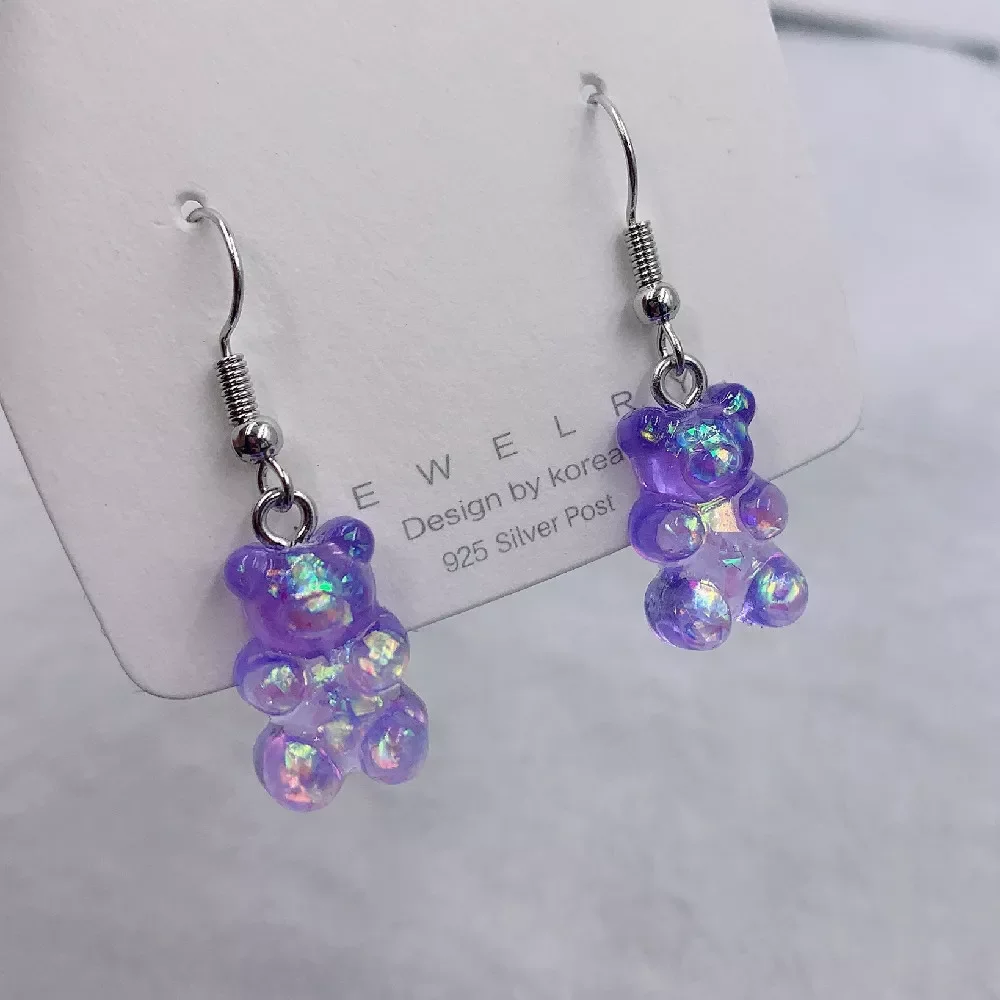 

Simple Cute Colorful Acrylic Animal Bear Dangle Earrings for Girls Women Children Birthday Gift Lovely Jewelry
