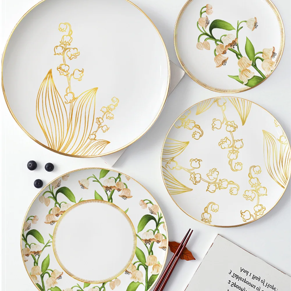 

Modern Minimalist Nordic Greenery Fresh Disk Set Hotel Restaurant Home Snack Fruit Steak Western Plate