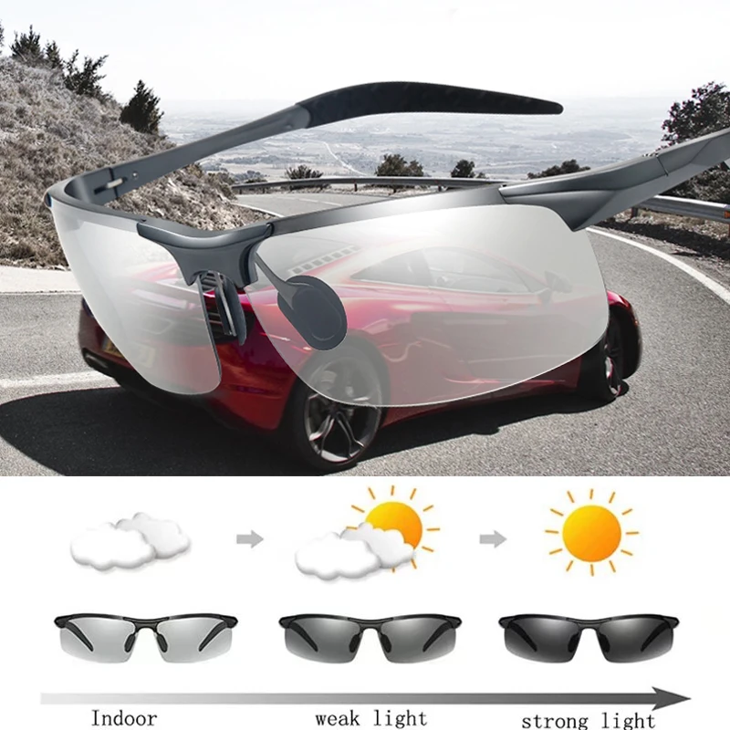 

Солнцезащитные очки UV400, фотохромные поляризационные солнцезащитные очки, мужские солнцезащитные очки для вождения, мужские безопасные очки ночного видения для вождения