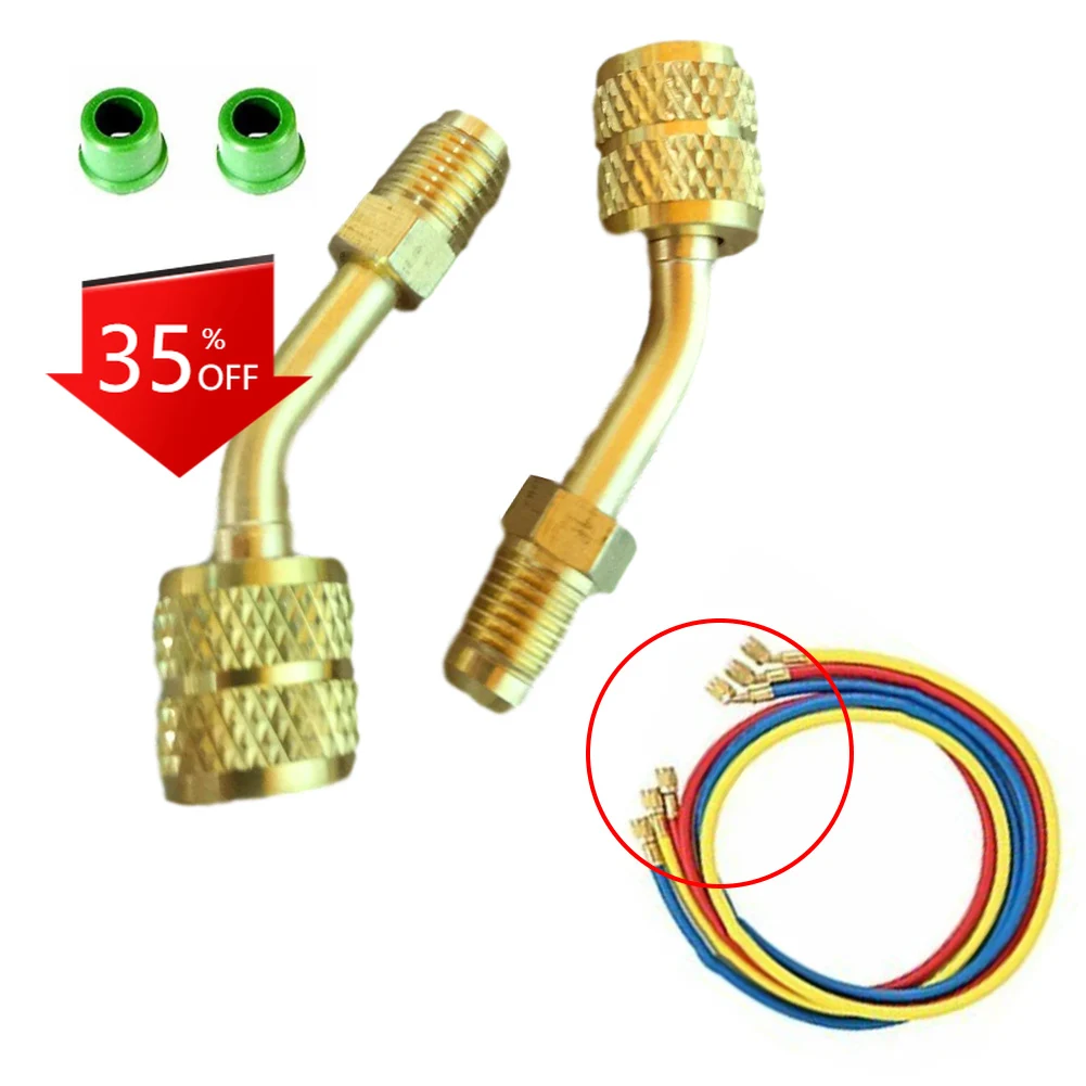 

2PCS R410A Charging Vacuum Port Adapter Brass Converter For Mini Split System Air Conditioner HVAC Refrigeration Service