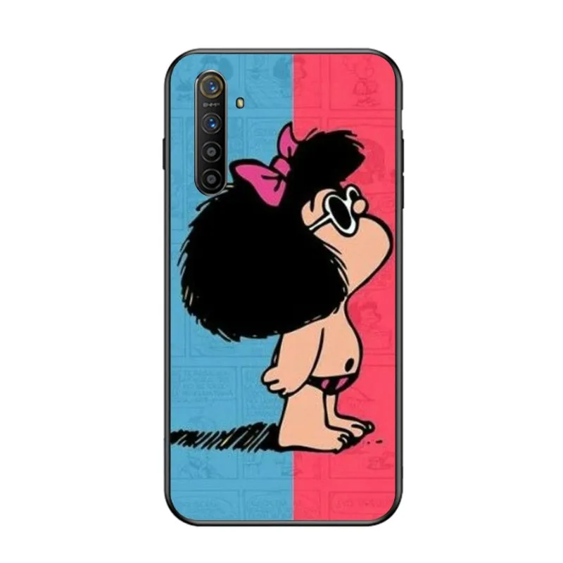 Фото Mafalda милый мультяшный чехол для телефона для девочек OPPO Find X5 X3 X2 A93 Reno 8 7 Pro A74 A72 A53 мягкий черный чехол для телефона №3
