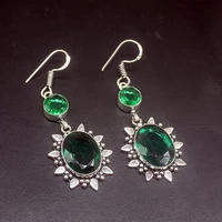 gemstonefactory big promotion single unique 925 silver dazzling hot green topaz women ladies gift dangle drop earrings 20215251