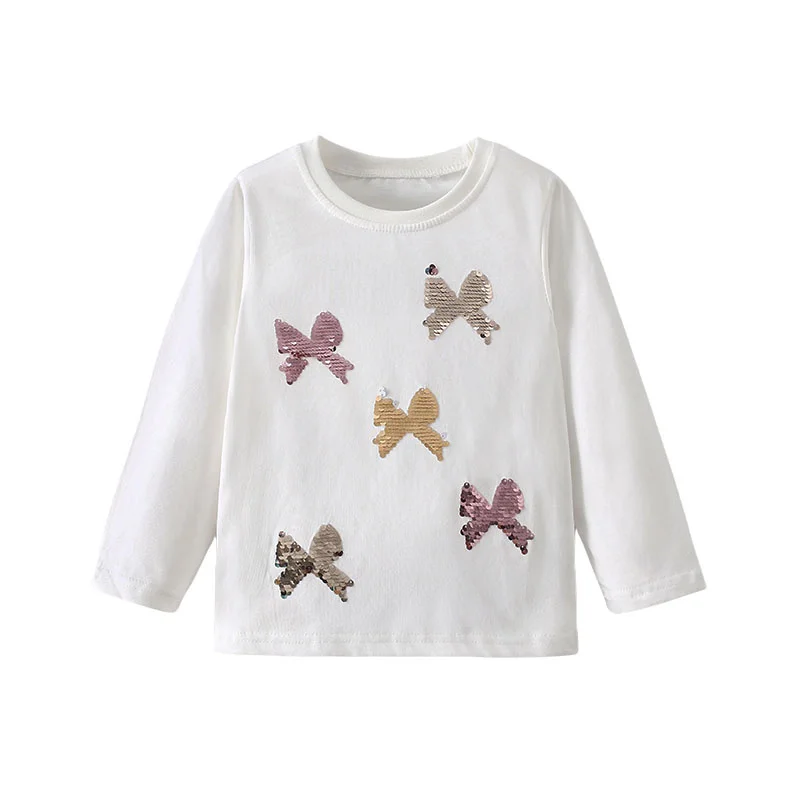 Детская футболка с длинным рукавом украшенная бусинами