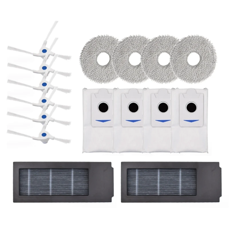 

16PCS For Ecovacs Deebot X2 / X2 Pro / DEX86 Robot Vacuum Cleaner Parts Accessories Side Brush Filter Dust Bag Mop Cloth