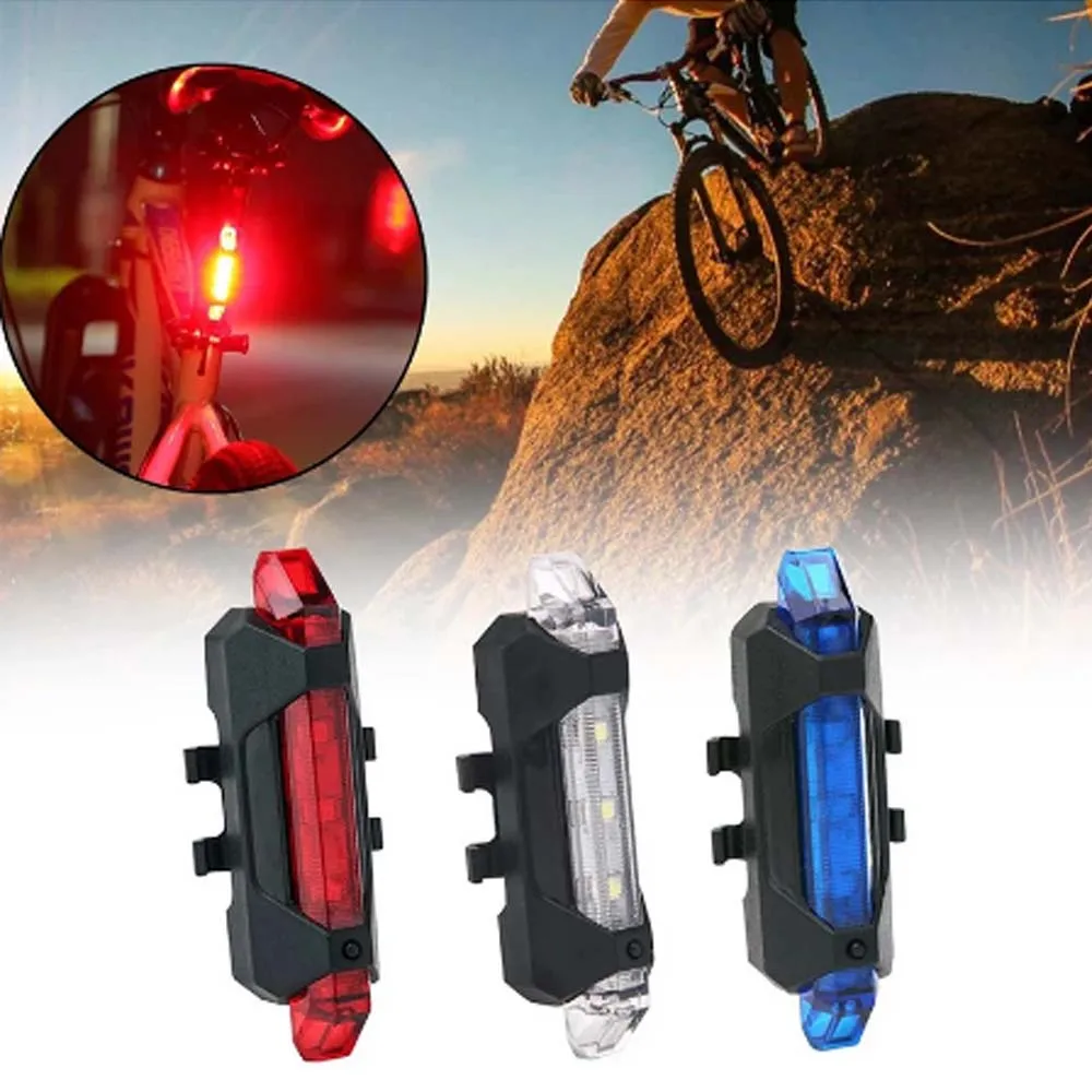 

5 LED USB Rechargeable Bike Tail Light Bicycle Cycling Warning Rear Lamp Portable Flash Taillight Night BIke Accessories