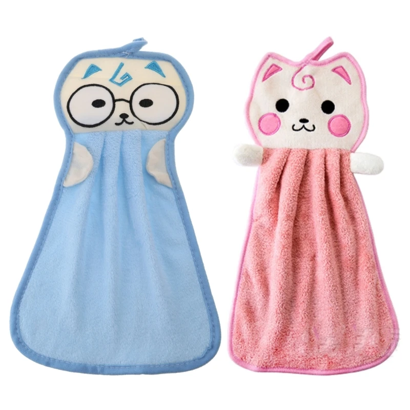 

Cat Hand Towel with Hanging Loop Hand Towel Super Absorbent Kitchen Bathroom