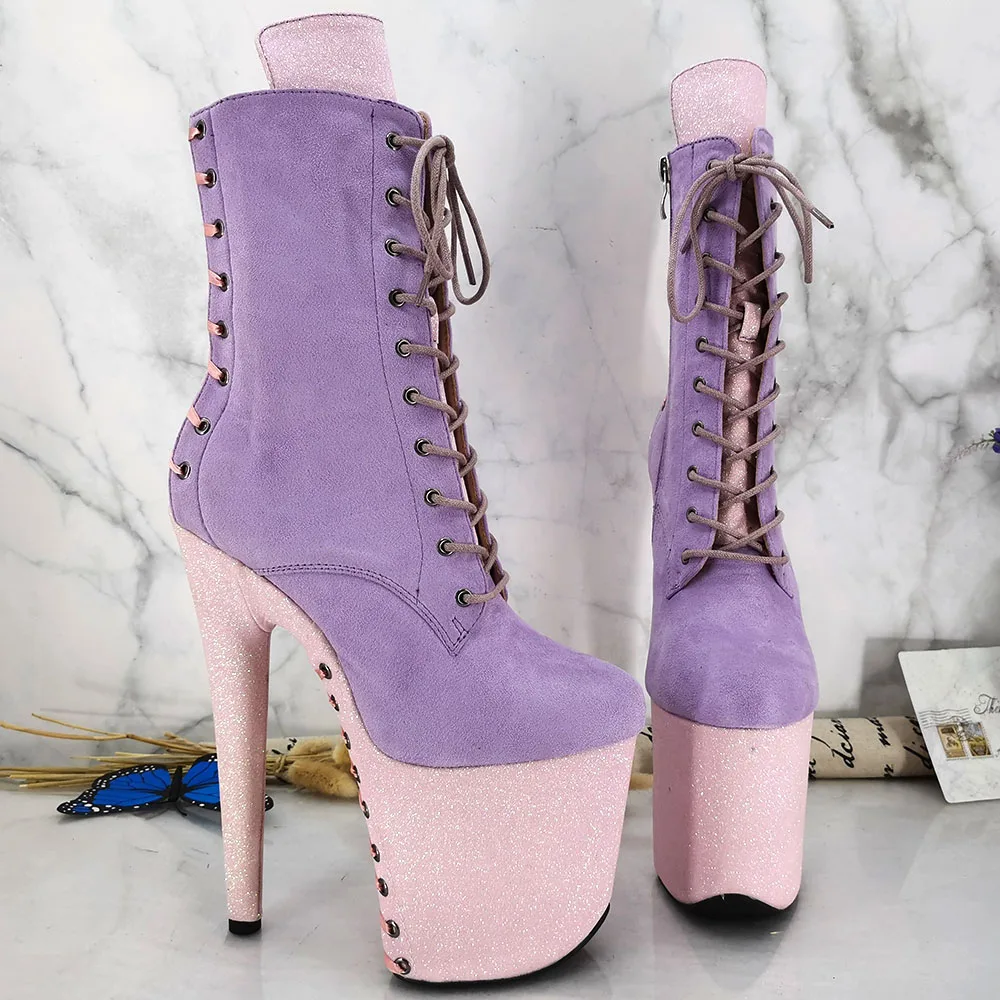 Leecabe 20CM/8inches Pole dancing shoes High Heel platform Boots closed toe Pole Dance boots