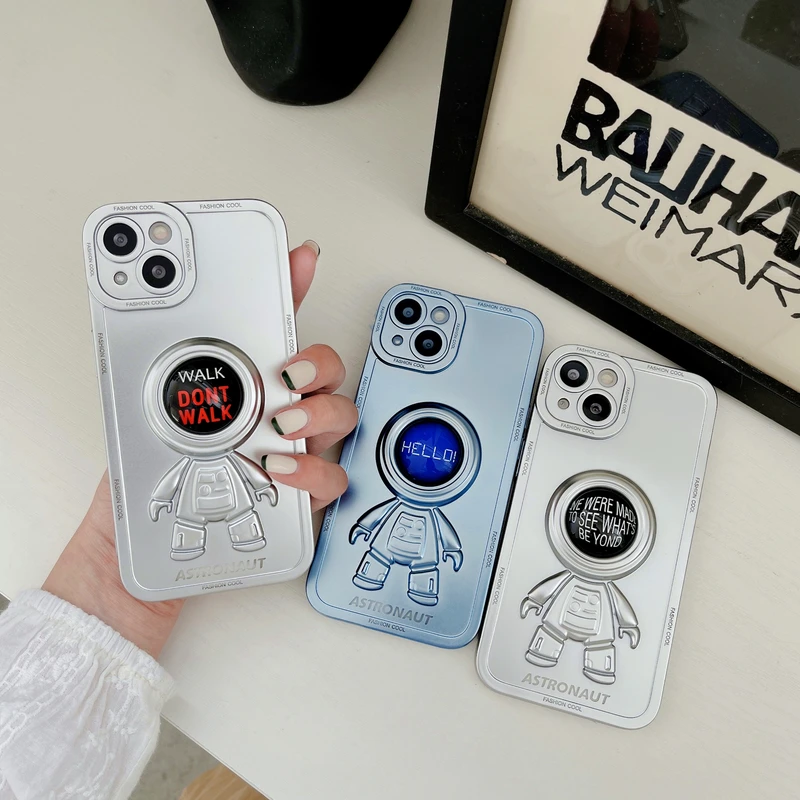 

3D Luxury Fashion Retro Space Astronaut Phone Case For iPhone 11 12 13 Pro Max X Xr Xs Max 7 8 Puls Shockproof Soft IMD Cover
