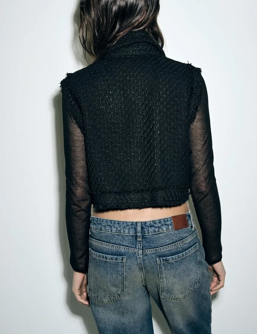 Осенний Новый женский жилет-поло без рукавов Маленькая приятная текстура