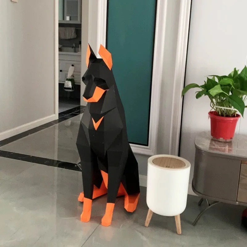 Черная 3d-скульптура Doberman высотой 100 см в виде животного Papercraft для спальни