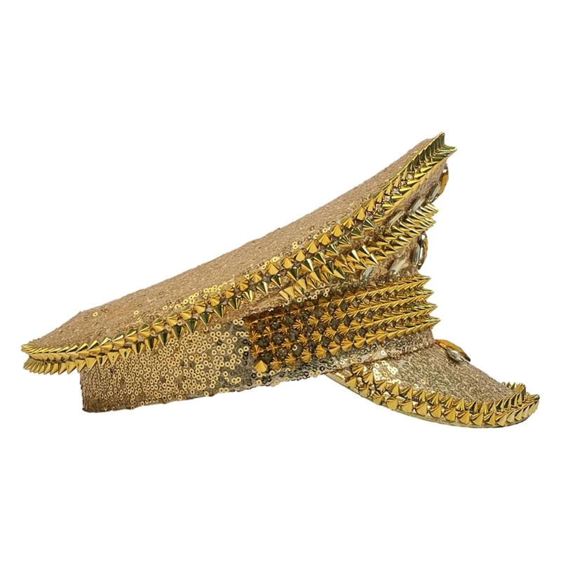 Военная шляпа для взрослых со стразами капитана-сержанта роскошная с заклепками