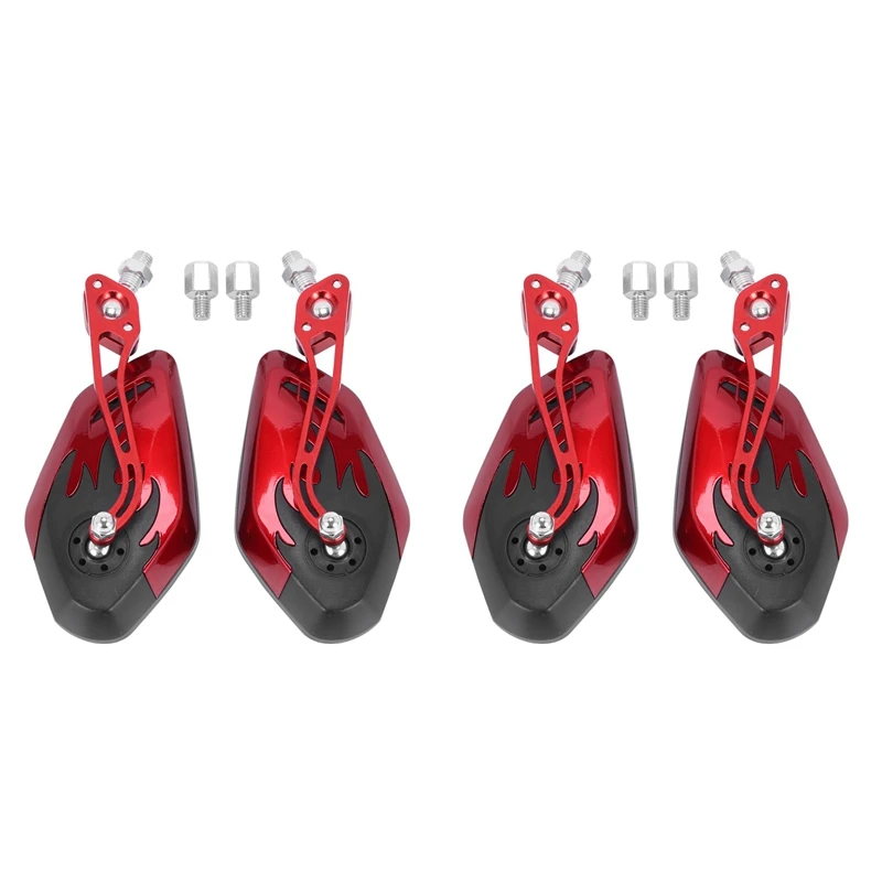 

4PCS Universal Motorcycle Rearview Mirrors 360 Degree Rotation Motorbike Scooter Side Mirrors 8 / 10Mm Black + Red
