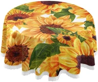 sunflower round table cloth 60 yellow floral table cover washable polyester tablecloth for parties holiday dinner restaurant