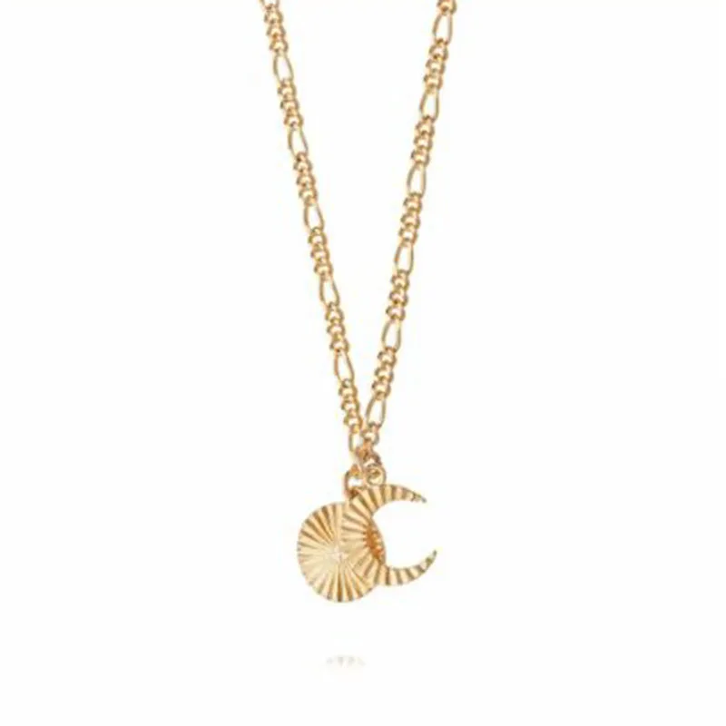 

Japan And South Korea Titanium Steel Plated 18k Gold Tarot Sun Moon Brand Necklace Vitality And Inner Peace