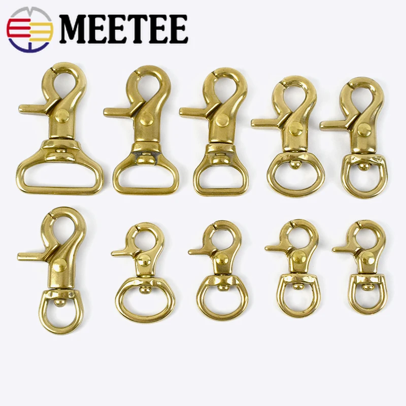 

Meetee 2Pcs 8-25mm Solid Brass Buckle Bag Lobster Clasp Swivel Trigger Clips Dog Snap Buckles Strap Clamp Hang Hook Accessory