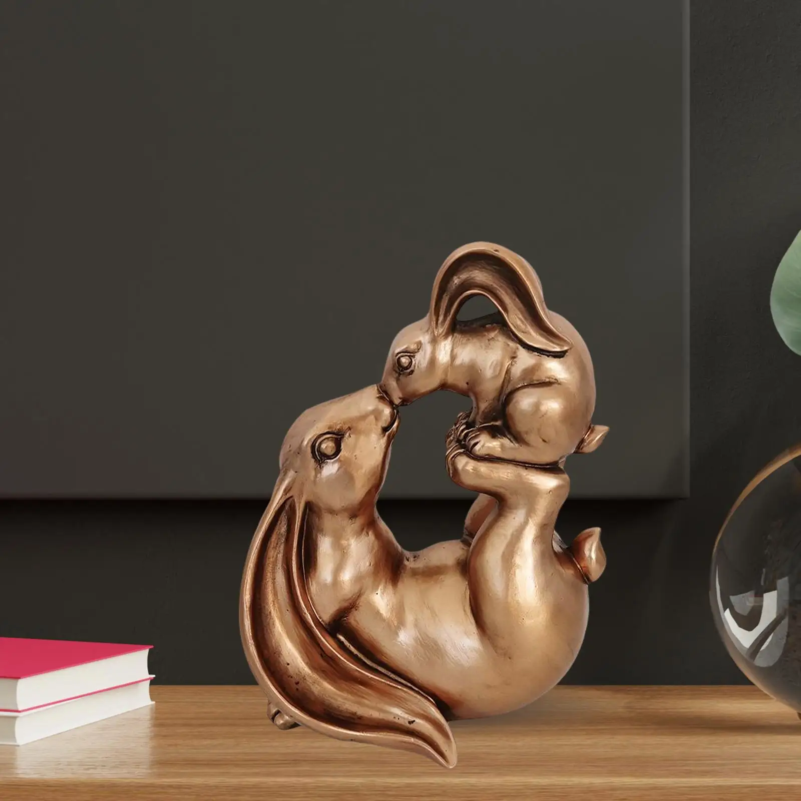 

Rabbits Sculpture Courtyard Decoration for Dining Room Garden Desktop Decor