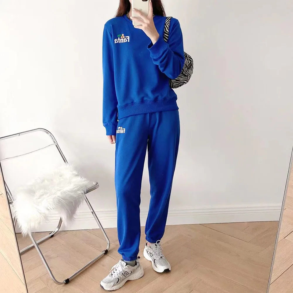 

Новинка Осень 2022, женская мода, Элегантные Синие эластичные свободные универсальные облегающие повседневные спортивные брюки с высокой та...