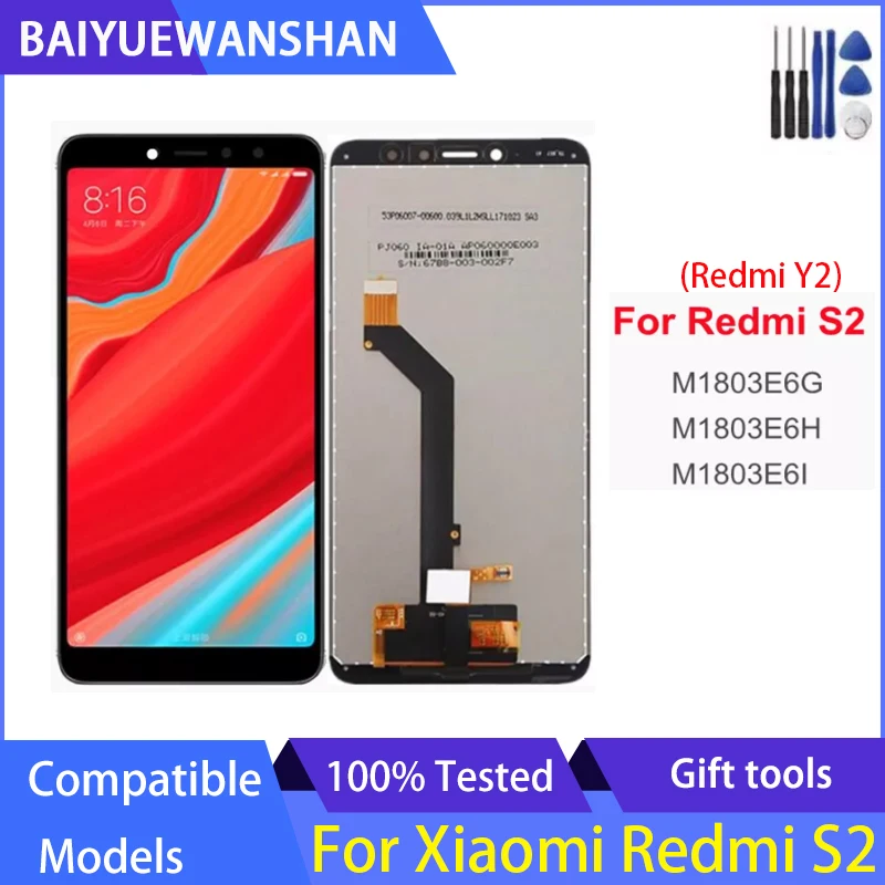 

ЖК-дисплей с дигитайзером сенсорного экрана в сборе для Xiaomi Redmi S2, черный/белый, с рамкой/без рамки