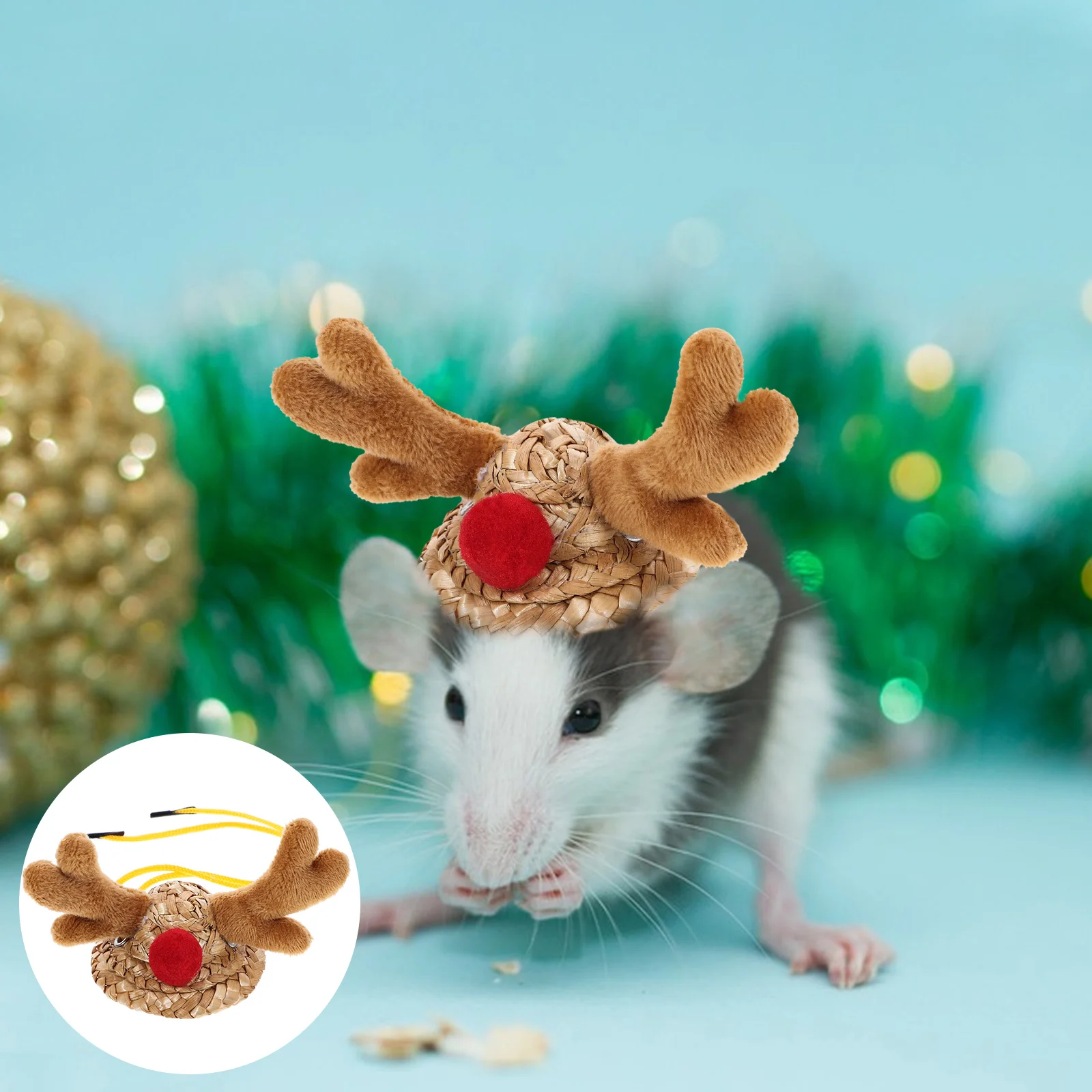 

Small Hamster Christmas Hat Cartoon Pet Cap Small Animal Xmas Cap Elk Theme Hat