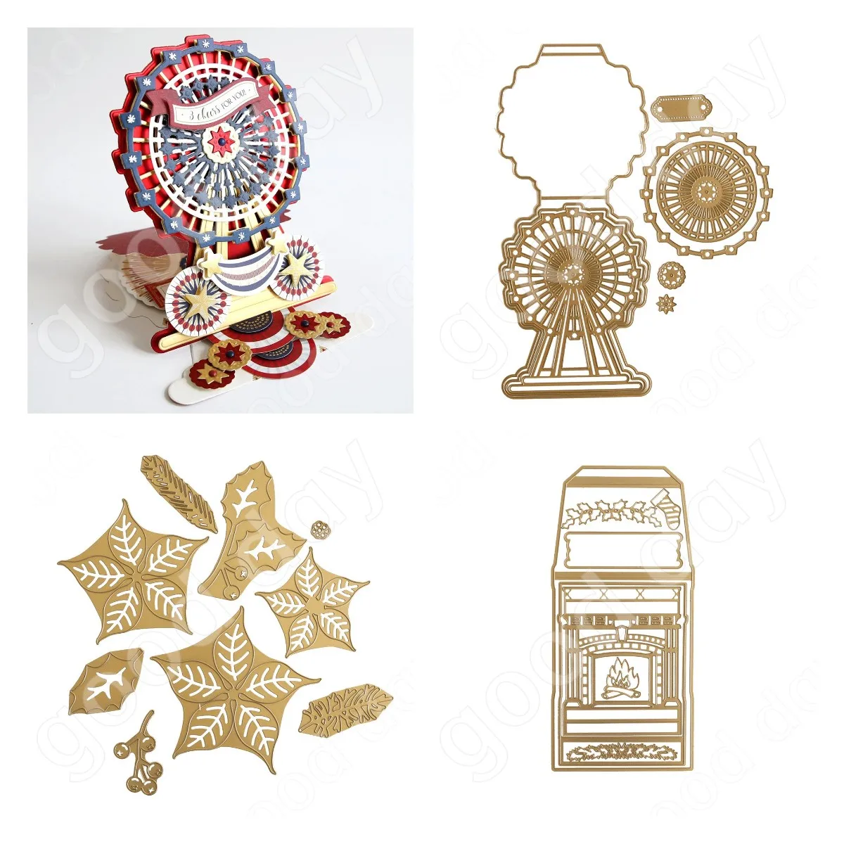 

2022 New Ferris Wheel and Leaves Metal Cutting Dies Scrapbook Diary Decoration Embossing Template Diy Greeting Card Handmade Hot