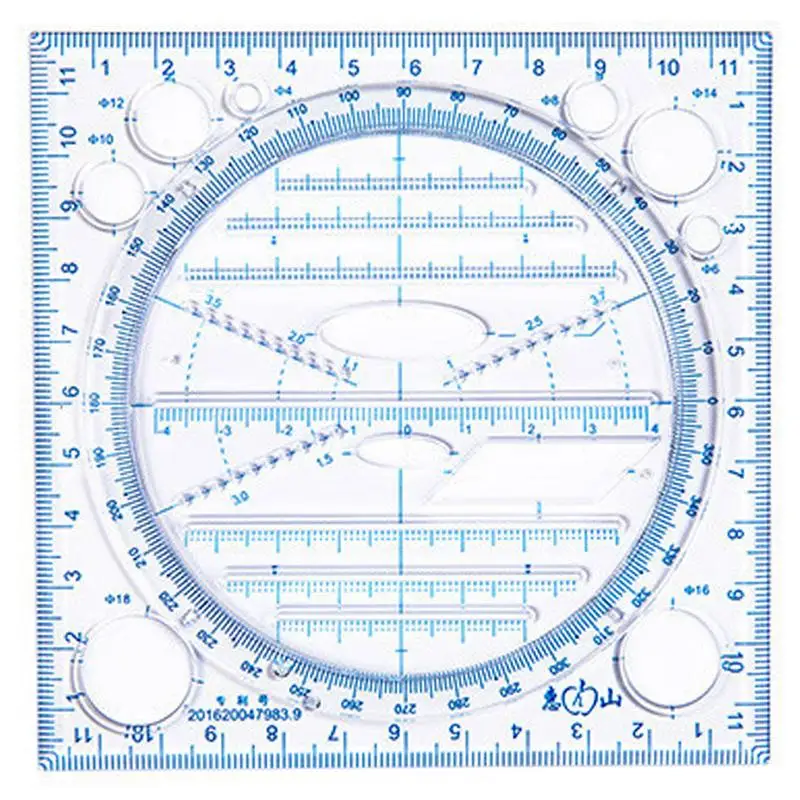 

Multi-Purpose Ruler For Students Multi-Function Measuring Rulers With Circle And Ellipse Patterns Clear Rulers Measuring