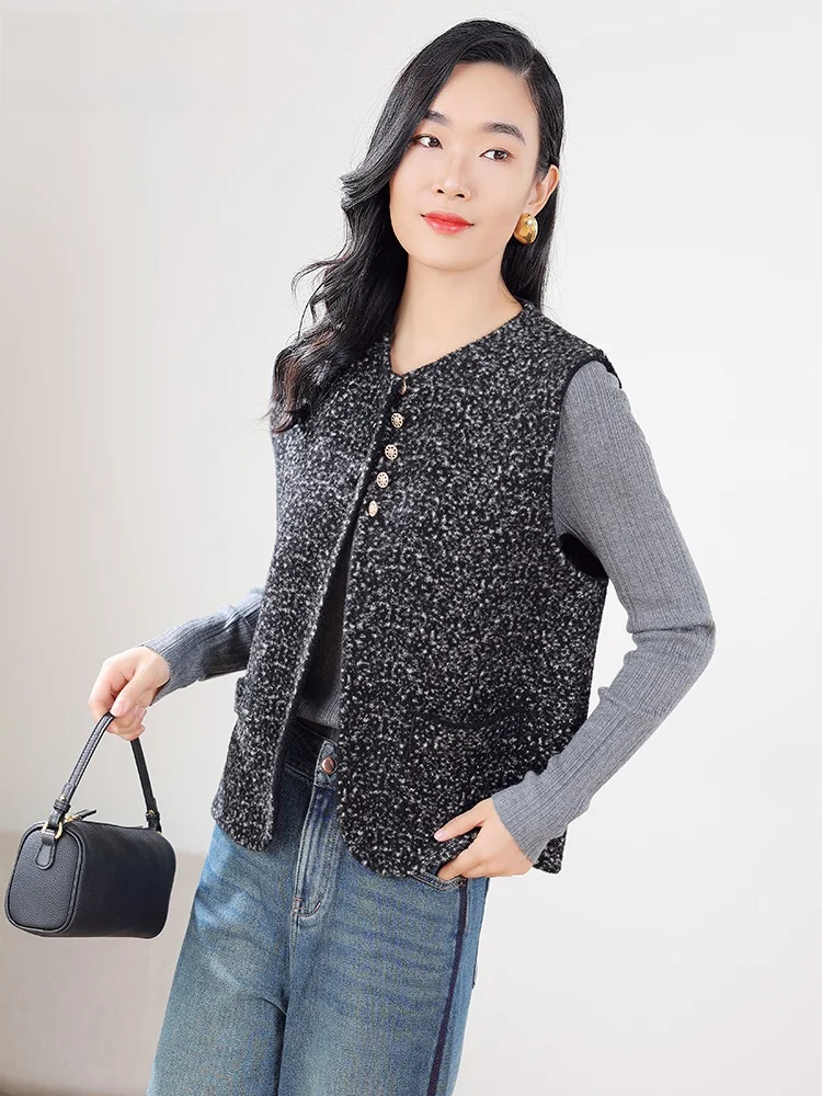 Ajiduo изящный женский жилет новинка 2024 весенне-осенний темпераментный твидовый Joker