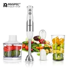 Многофункциональный ручной блендер ROSPEC 4 в 1, Миксер с подставкой для продуктов, Электрический измельчитель для овощей и мяса, венчик для яиц