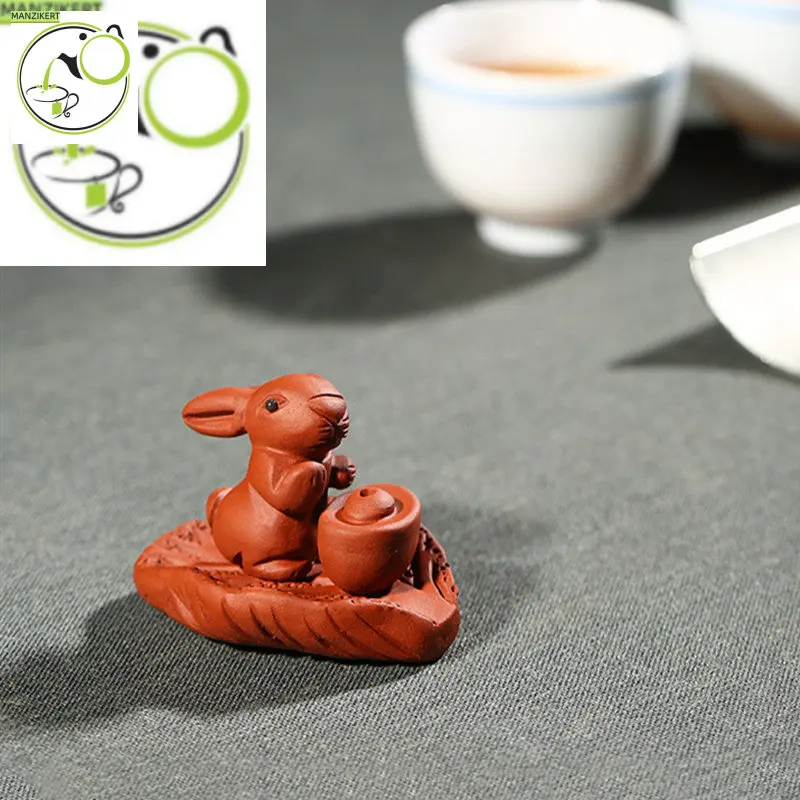 

Yixing Raw Ore Purple Sand Tea Pet Crafts Lucky Pig Rabbit Sculpture Ornament Exquisite Tea Tray Decoration Gift for Friends