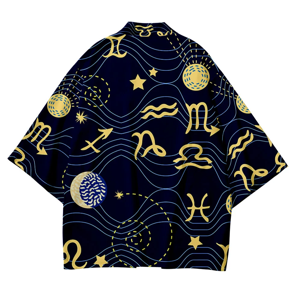 Женский и мужской кардиган свободное кимоно в стиле Харадзюку с геометрическим