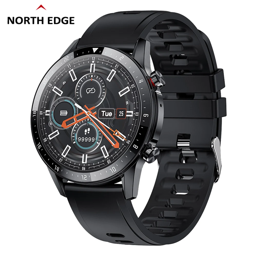 

Смарт-часы North Edge N08S мужские, музыкальные наушники с функцией звонков, пульсометром, тонометром, Смарт-часы для Huawei Xiaomi