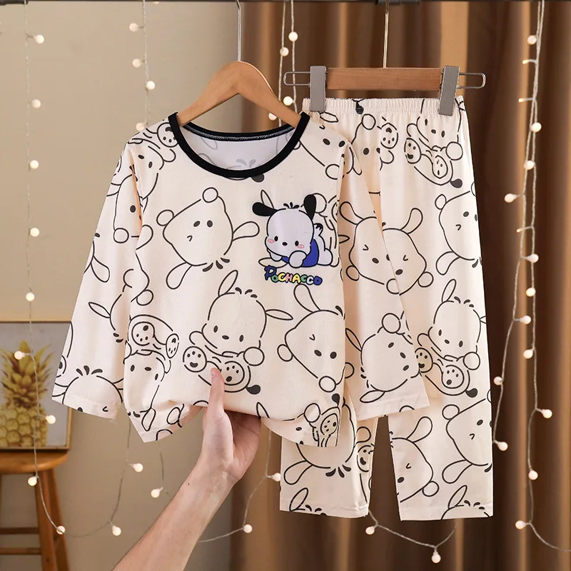 

Пижама Sanrio Kawaii Kuromi Cinnamoroll для девочек, детские осенние пижамы с милым мультяшным помпопурином, моя мелодия, домашние комплекты одежды, детские подарки