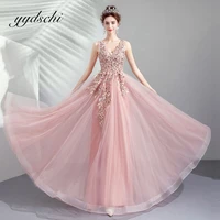 2022 pink sleeveless evening dress v neck simple floor length a line plus size women formal gowns robe de soir%c3%a9e femme
