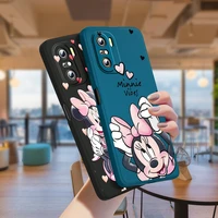 pink mickey mouse disney for xiaomi redmi note 11 10s 10 9s 9t 9 8t 8 pro plus 7 6 5 4g 5g liquid silicone tpu rope phone case