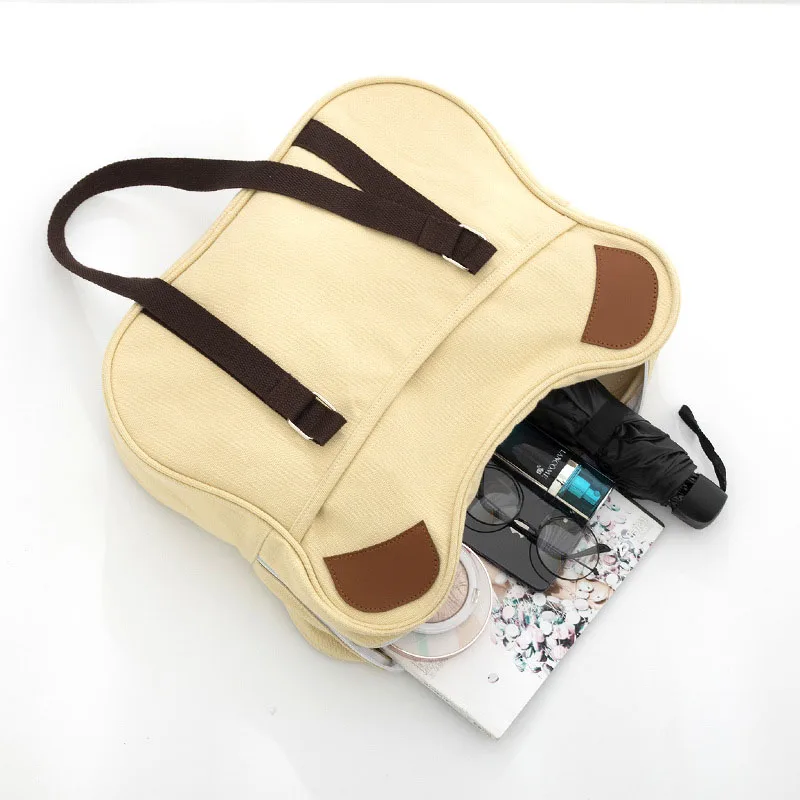 LOERSS Canvas Bear Bags Cute Large Capacity Tote Bag for Girls Outdoor Commute Shopping School Bag New Design Fashion Handbags