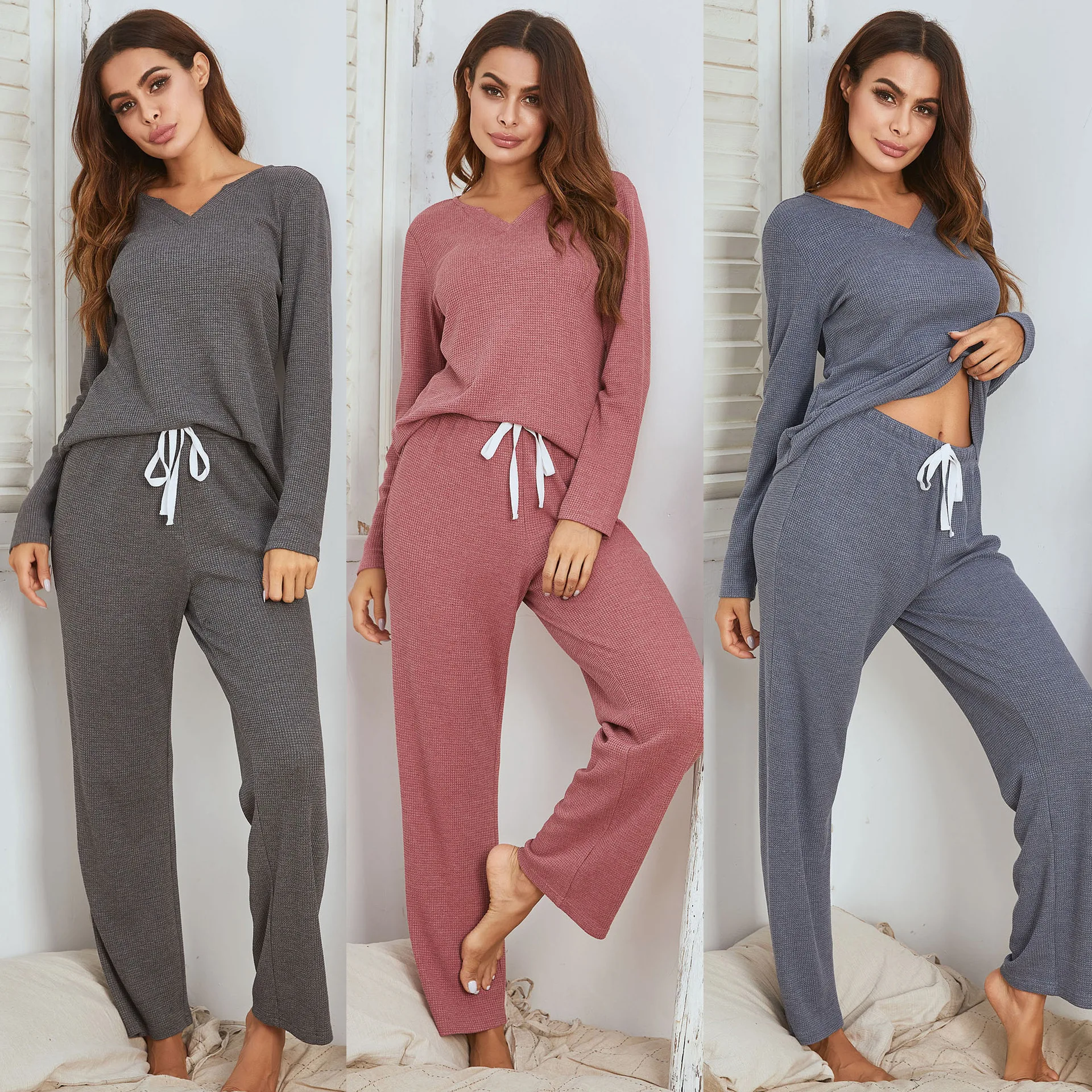 

YingShiTong Pajamas, Leisure Suits Leisurewear Waffle With Long Sleeves