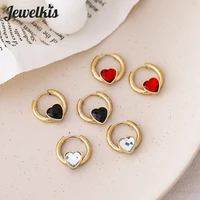 new aaa zircon stone love heart hoop earrings female fashion cute romantic elegant jewelry couple handmade gifts